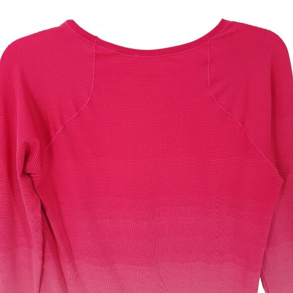 Brooks Pink Ribbed Running Top LG - Picture 5 of 13